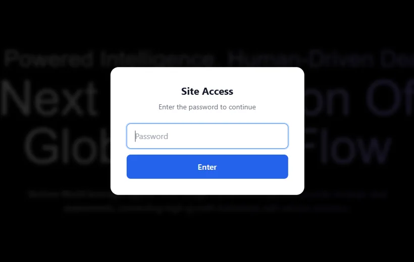 A password prompt titled Site Access over a darkened page.